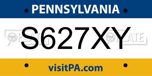 S627XY Pennsylvania License Plate