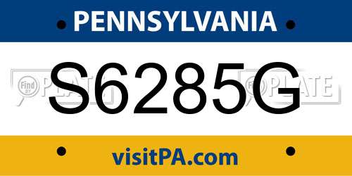 S6285G Pennsylvania License Plate