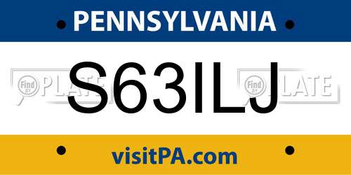 S63ILJ Pennsylvania License Plate