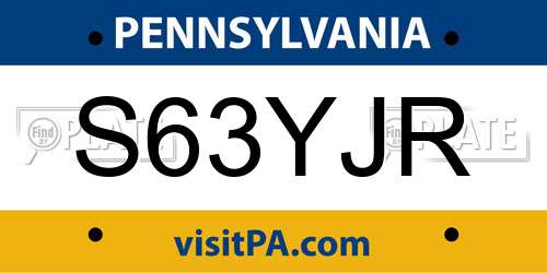 S63YJR Pennsylvania License Plate