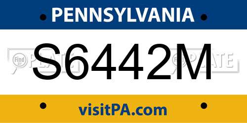 S6442M Pennsylvania License Plate