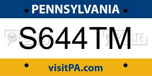 S644TM Pennsylvania License Plate