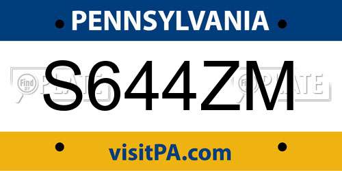 S644ZM Pennsylvania License Plate