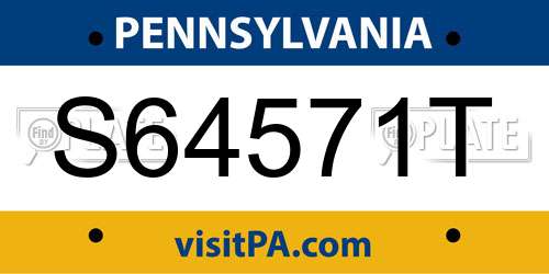 S64571T Pennsylvania License Plate