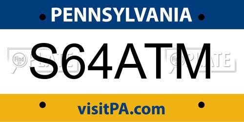 S64ATM Pennsylvania License Plate