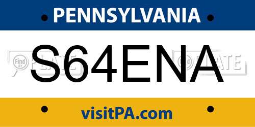 S64ENA Pennsylvania License Plate