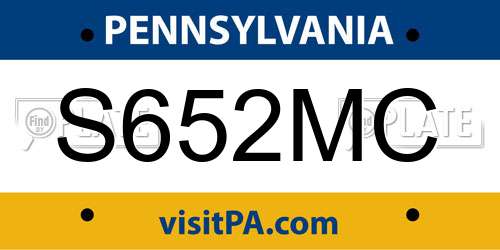 S652MC Pennsylvania License Plate