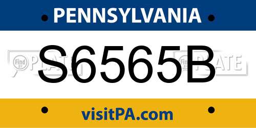 S6565B Pennsylvania License Plate