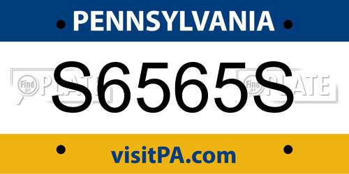 S6565S Pennsylvania License Plate