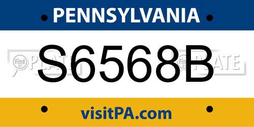 S6568B Pennsylvania License Plate