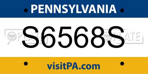 S6568S Pennsylvania License Plate