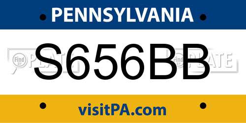 S656BB Pennsylvania License Plate