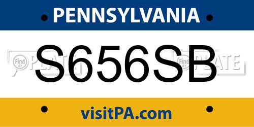 S656SB Pennsylvania License Plate