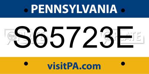 S65723E Pennsylvania License Plate