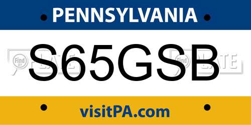 S65GSB Pennsylvania License Plate