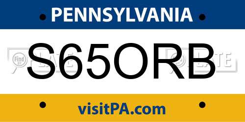 S65ORB Pennsylvania License Plate