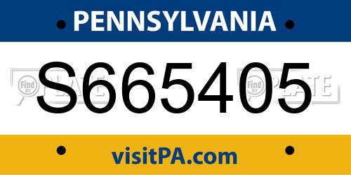 S665405 Pennsylvania License Plate