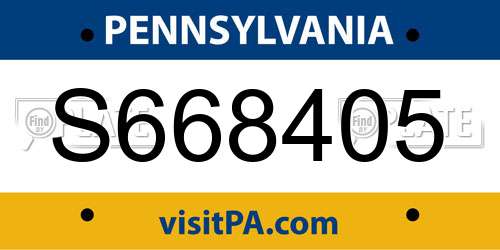 S668405 Pennsylvania License Plate