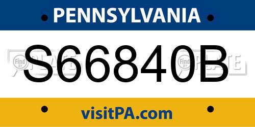 S66840B Pennsylvania License Plate
