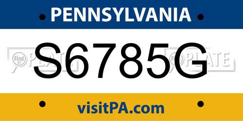 S6785G Pennsylvania License Plate