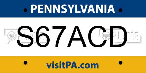 S67ACD Pennsylvania License Plate