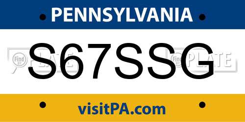 S67SSG Pennsylvania License Plate