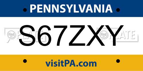 S67ZXY Pennsylvania License Plate