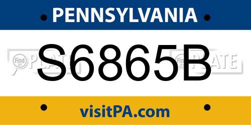 S6865B Pennsylvania License Plate