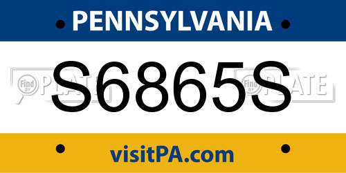 S6865S Pennsylvania License Plate