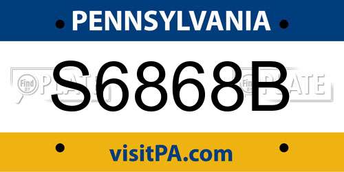 S6868B Pennsylvania License Plate