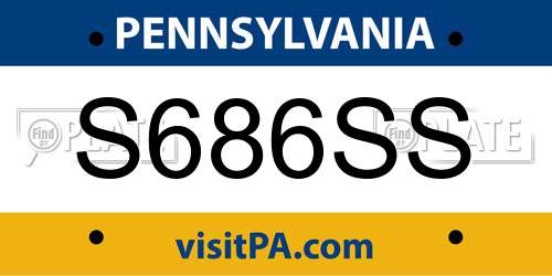 S686SS Pennsylvania License Plate