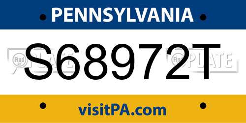 S68972T Pennsylvania License Plate