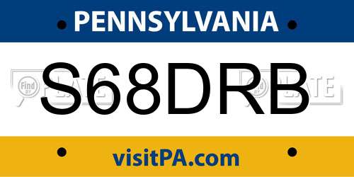 S68DRB Pennsylvania License Plate