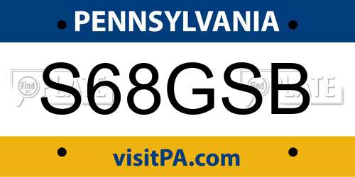 S68GSB Pennsylvania License Plate