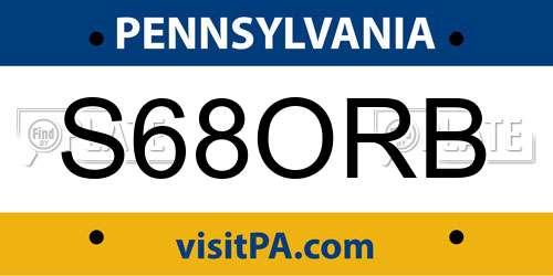 S68ORB Pennsylvania License Plate