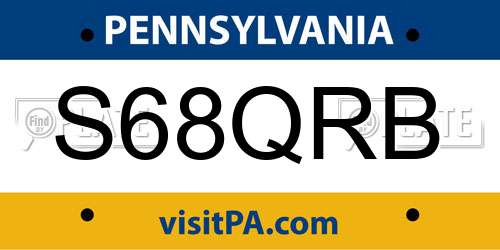 S68QRB Pennsylvania License Plate