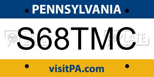 S68TMC Pennsylvania License Plate