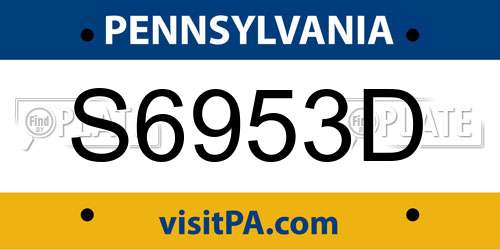 S6953D Pennsylvania License Plate