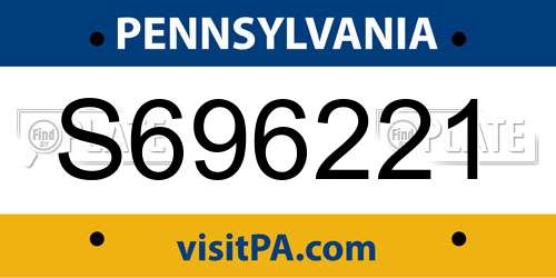S696221 Pennsylvania License Plate