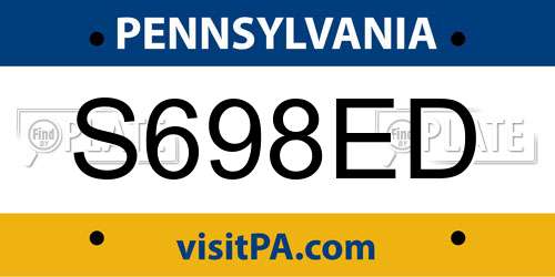S698ED Pennsylvania License Plate