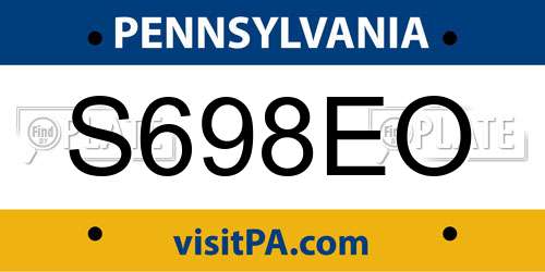 S698EO Pennsylvania License Plate