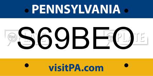 S69BEO Pennsylvania License Plate