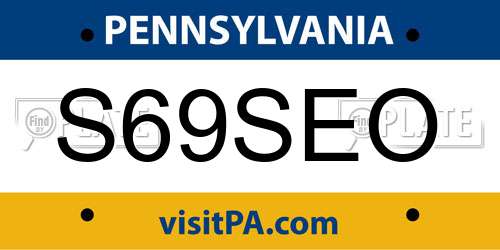 S69SEO Pennsylvania License Plate