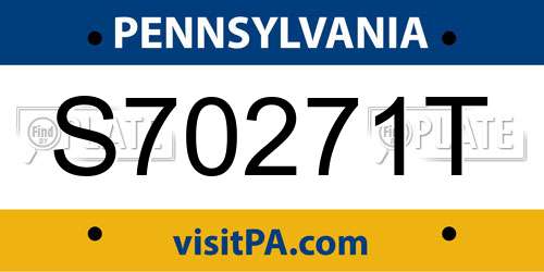 S70271T Pennsylvania License Plate