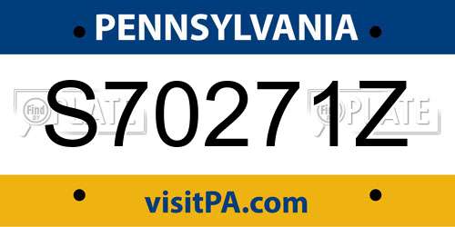 S70271Z Pennsylvania License Plate