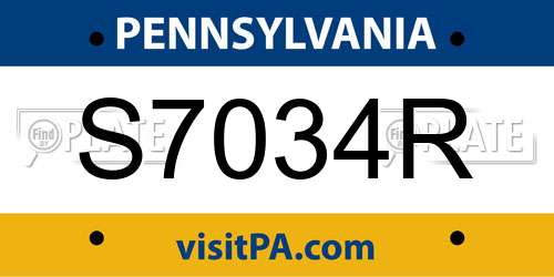 S7034R Pennsylvania License Plate