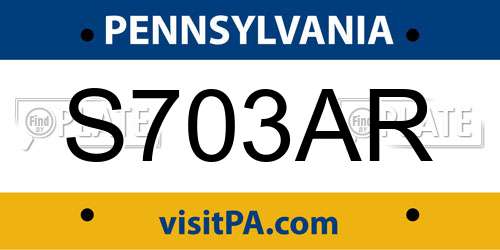 S703AR Pennsylvania License Plate