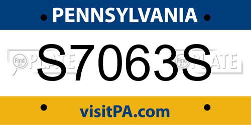 S7063S Pennsylvania License Plate