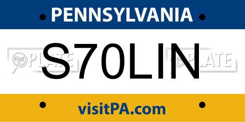 S70LIN Pennsylvania License Plate