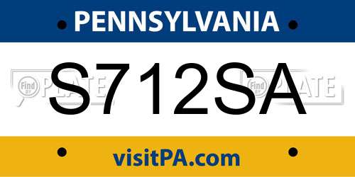 S712SA Pennsylvania License Plate